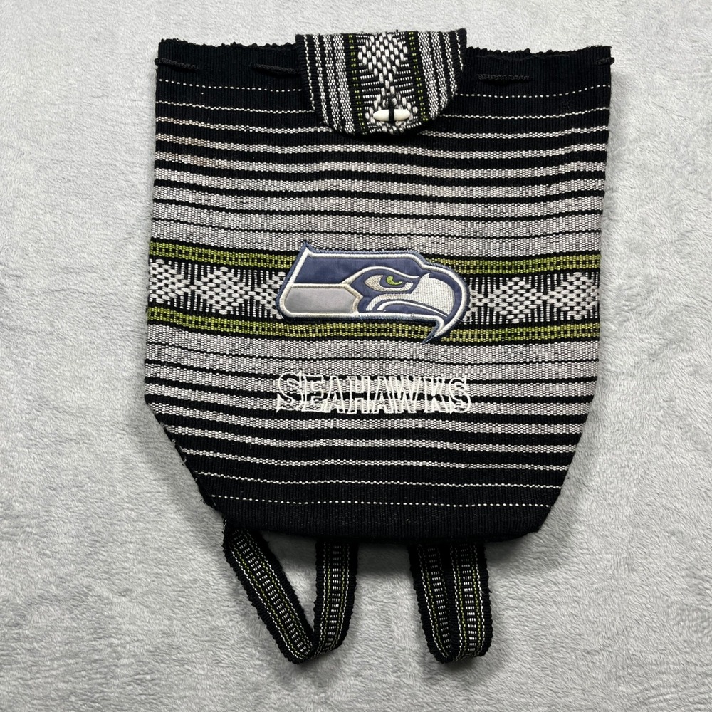 NFL Seattle Seahawks Woven Backpack Black Baja Jerga Striped Embroidered